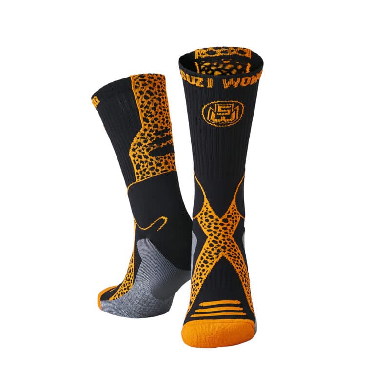 Wild Cheetah Black Wild Cheetah Black & Orange Boxing Socks
