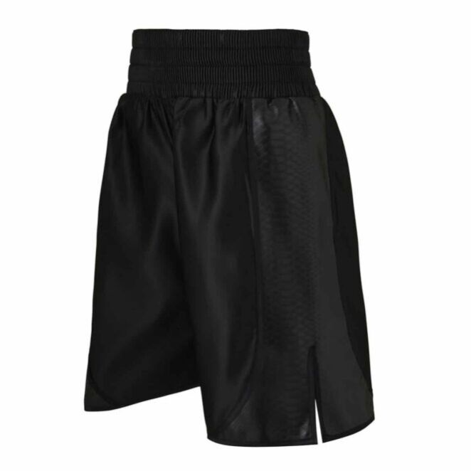 Chisora Black Satin SnakeSkin Boxing Shorts Side Chisora Black Satin SnakeSkin Boxing Shorts Side