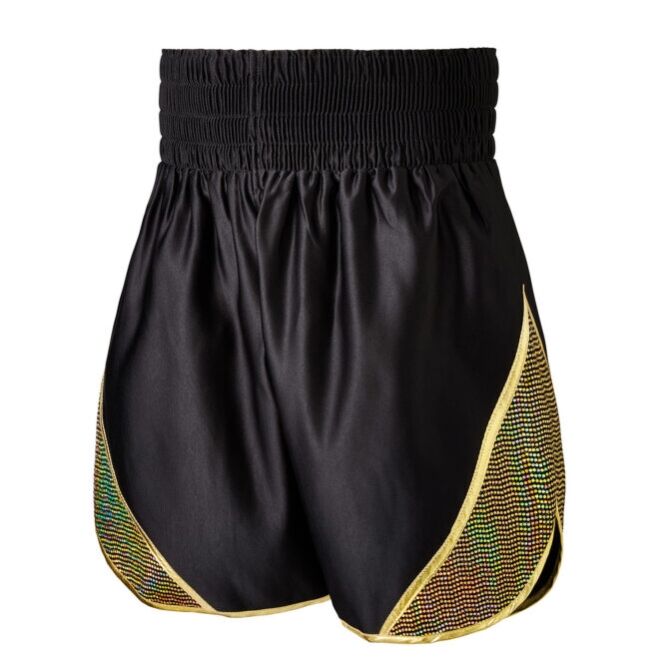 SW Shorts Black Gold Sparkle Destruction Black and Gold Customisable Boxing Shorts