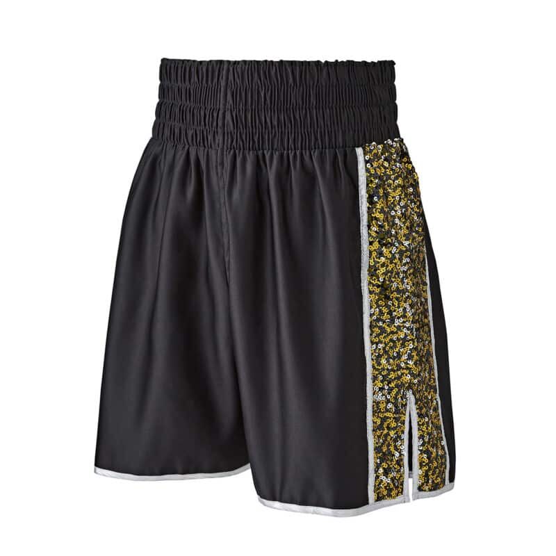 Suzy Wong shorts gold sequin front Glitz Gold Sequin Boxing Shorts