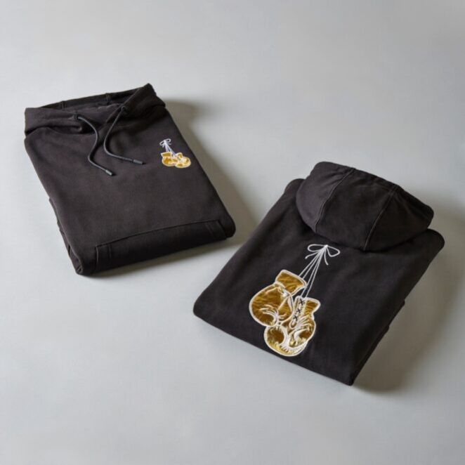 Applique Gold Boxing Glove Hoody Black
