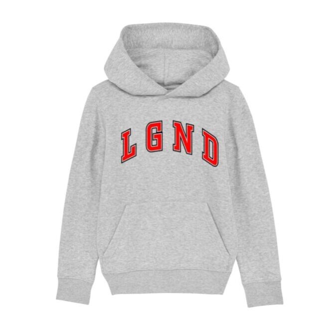 Kids Grey LGND Retro Hoody with Red Logo Kids Grey LGND Retro Hoody with Red Logo
